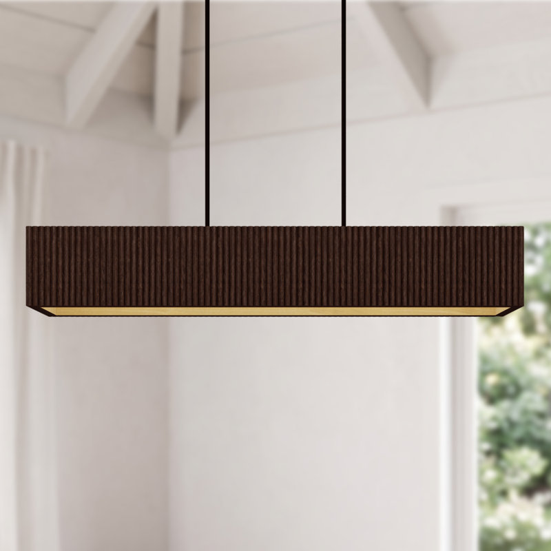 Lustre pour îlot de cuisine 6 lumières Modern Farmhouse, Marron foncé