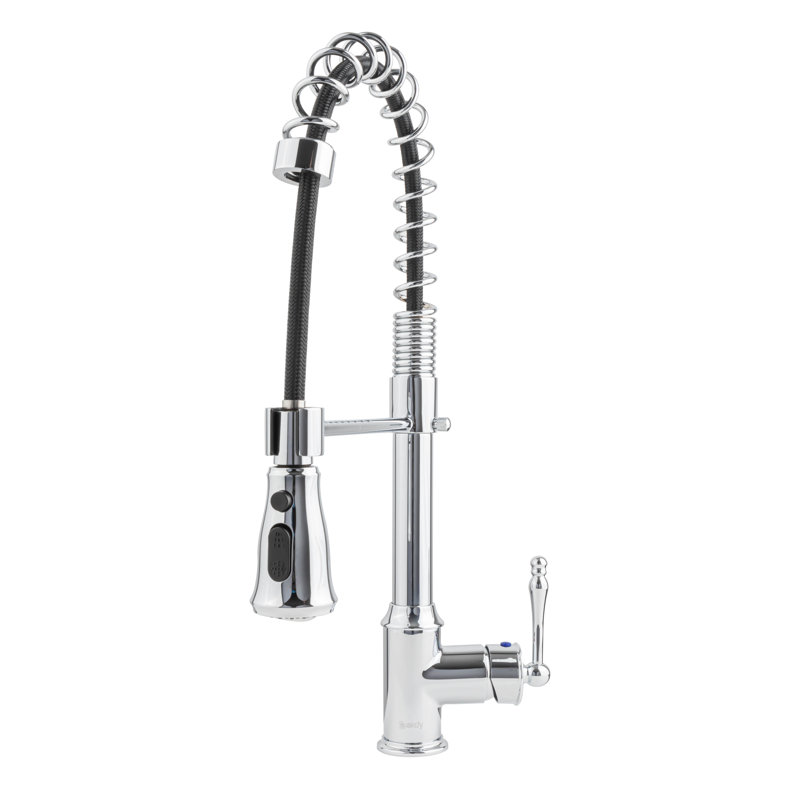 Spring Pull Down Single Handle Kitchen Faucet, Chrome