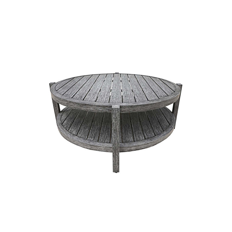 Table basse ronde à lattes en aluminium