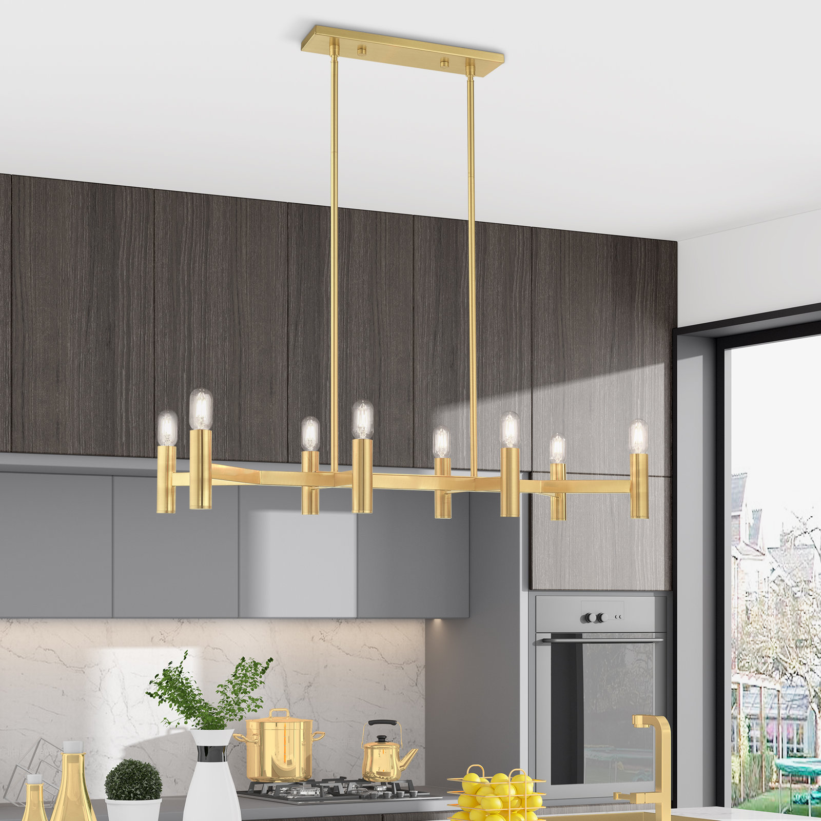 Martella 8-Light Chandelier, Satin Brass