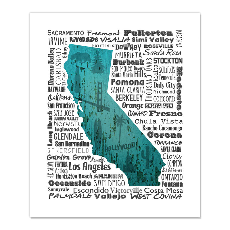 «State Your Name California», impression roulée, H 24 po x l 20 po x P 0,1 po