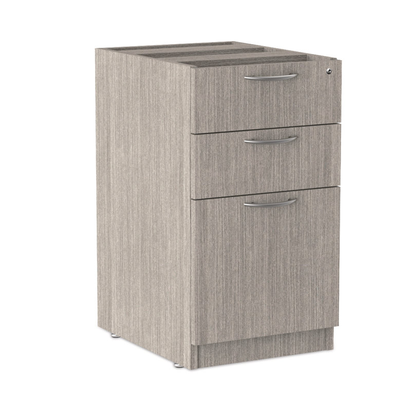 Gray Lockable 3-Drawer Legal Size Pedestal File Cabinet