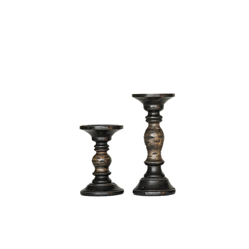 9'' H Wood Tabletop Candlestick