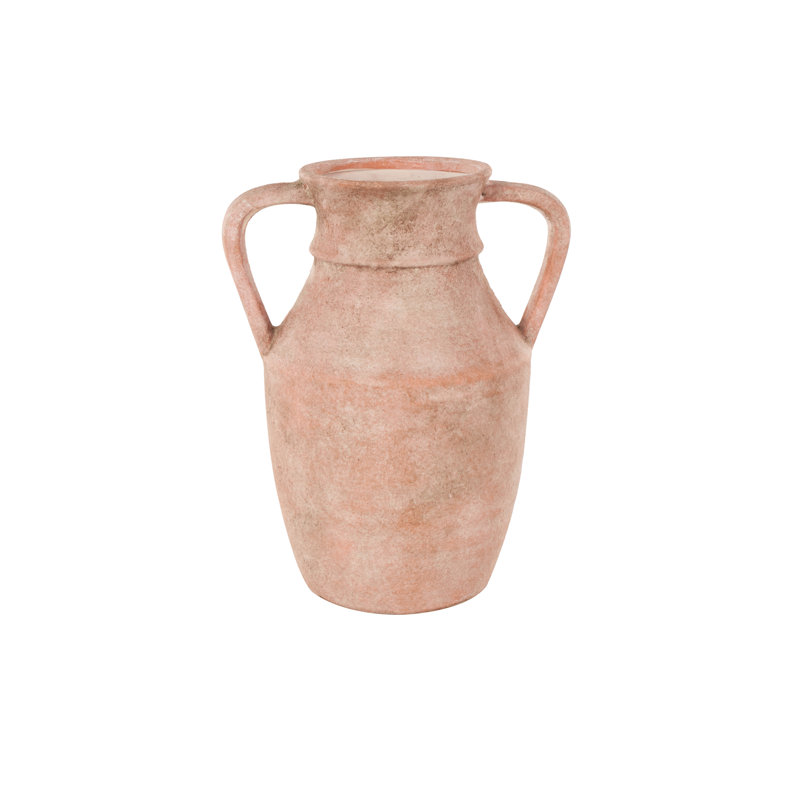 Cole And Grey Ceramic Antique Style Decorative Vase With Handles, 12" H x 9.3" W x 7.2" D