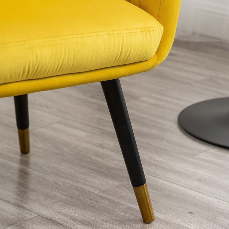 Chaise d'appoint rembourrée contemporaine Tuchico, Velours jaune