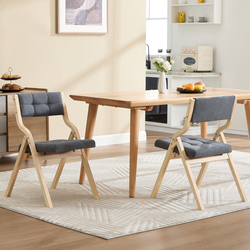 Versatile Soft-Padded Folding Chair: Perfect for Dining and Relaxation, Dark Gray Fabric/Beige Frame
