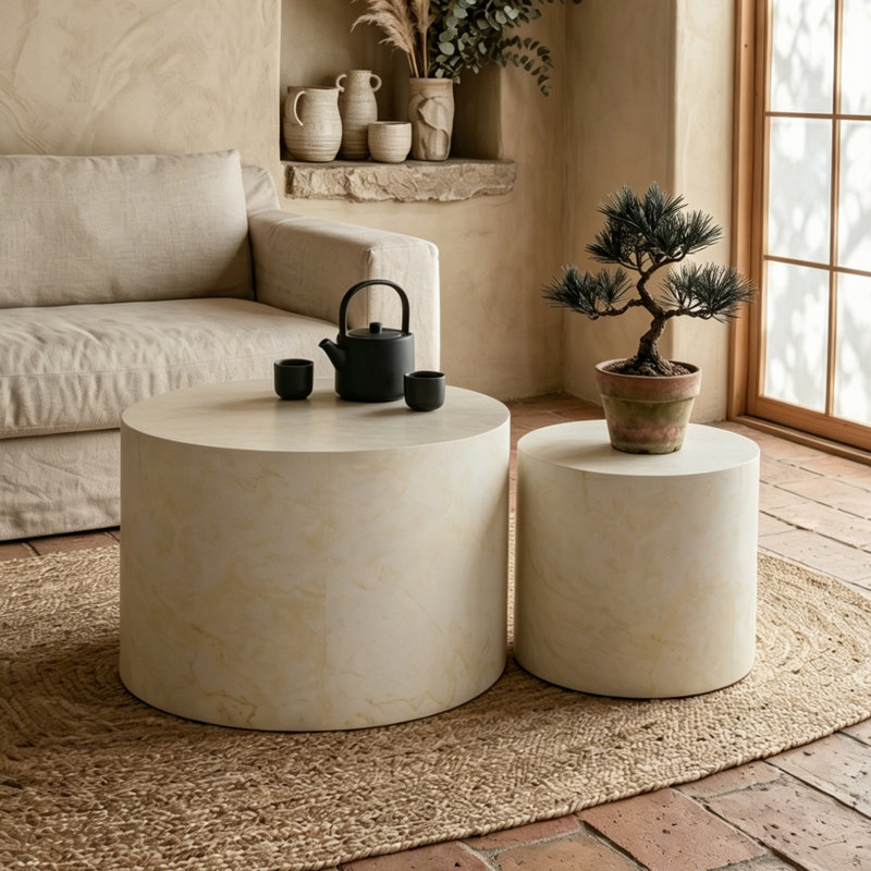Ensemble de 2 tables basses Nesting, Beige+White