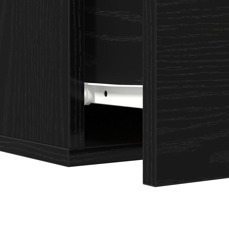 35cm W Manufactured Wood Bedside Table, Black Oak
