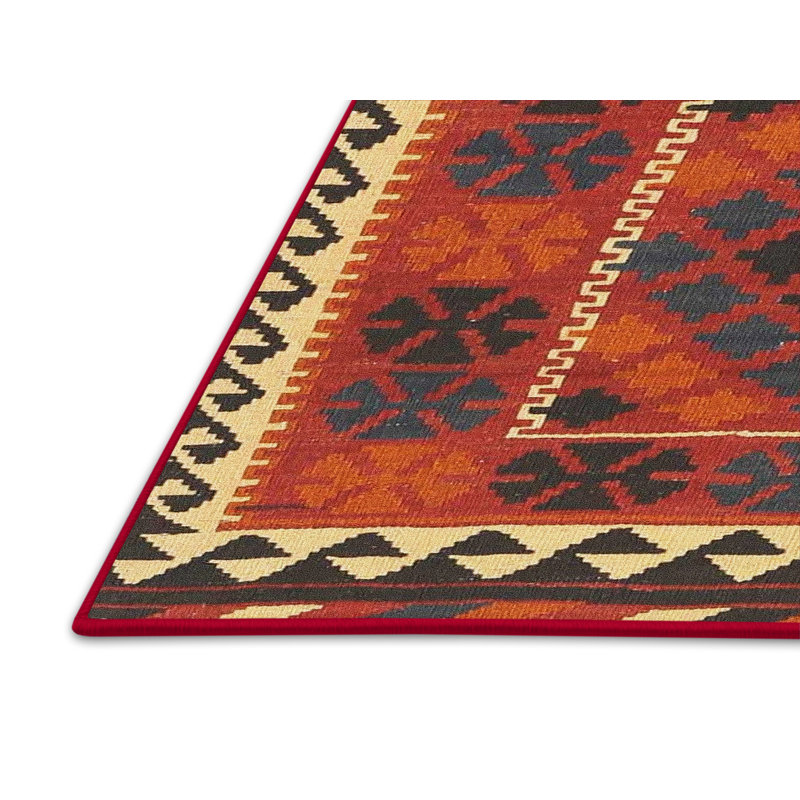 Tapis noir/orange/beige contemporain, Rectangle 2 pi x 3 pi