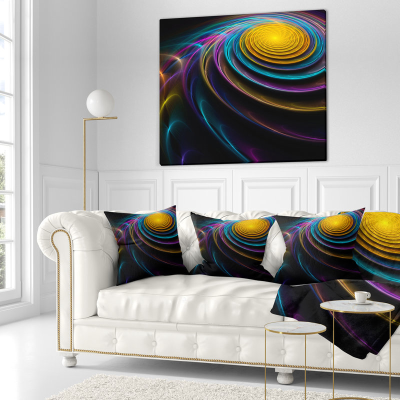  Coussin décoratif abstrait avec fractales colorées 3D, 16 po x 1 po, Coussin décoratif
