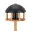 Round Oak Bird Table with Black Roof