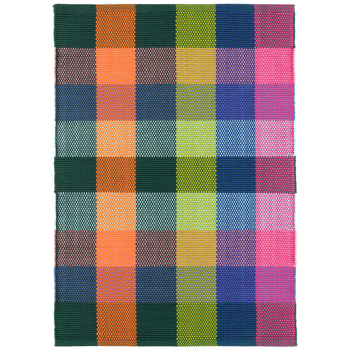 Happy Plaid Multi Handwoven Indoor/Outdoor Rug, Rectangle 6' x 9'