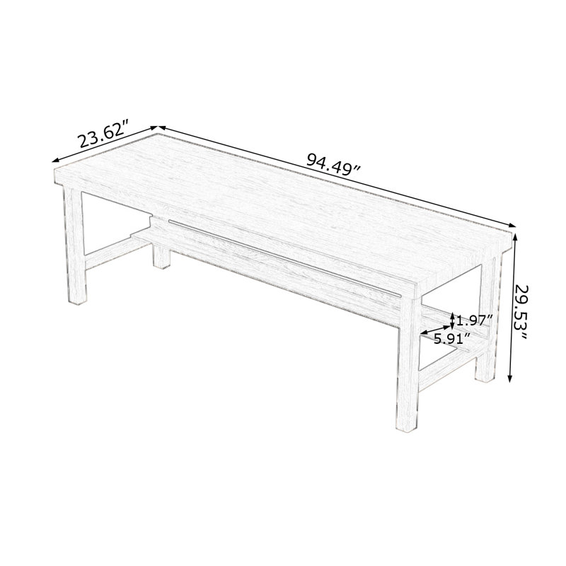 Dark Walnut Rectangular Solid Wood desks, 29.53" H x 94.49" W x 23.62" D