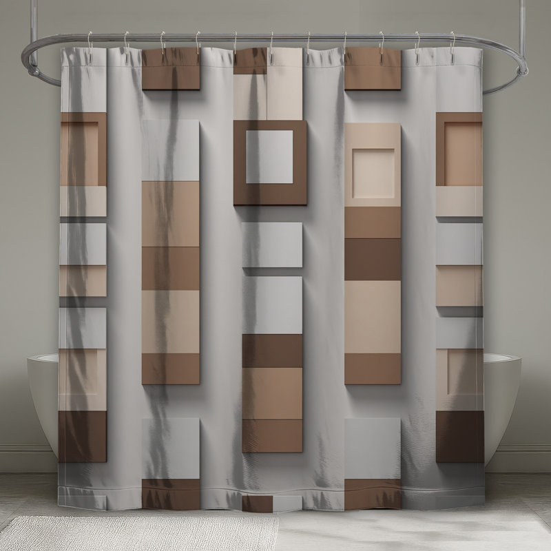 Rideaux de douche à panneaux géométriques extra longs, 70in W x 72in H
