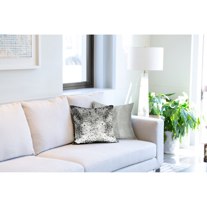 Dahl Square Cushion Cover, Silver/Black