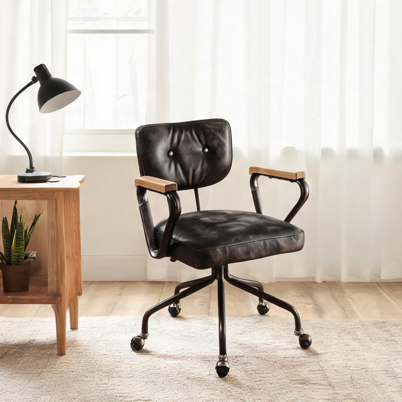 Williston Forge Genuine Leather Executive Chair
