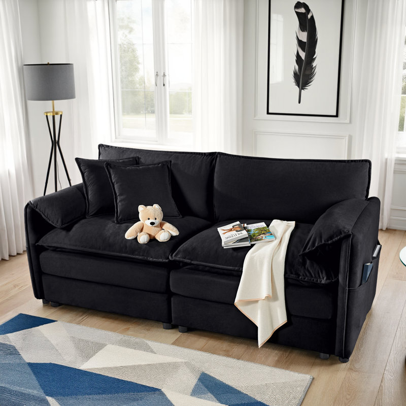 Causeuse Modern Modern, Noir, H 33,46 po x l 75,59 po x P 33,86 po