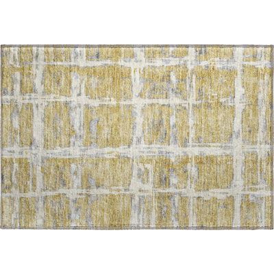 Premium Machine Washable Prisco Gold Rug