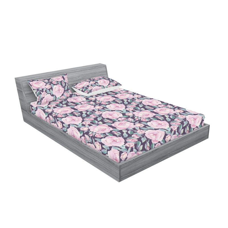 Drap-housse et taies décoratives 3 pièces Ambesonne, Ensemble de draps pour lit double avec 2 taies d'o