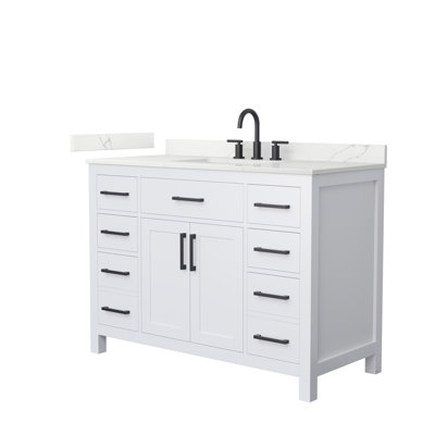 Meuble-lavabo simple autoportant 48 po avec plateau en quartz Beckett