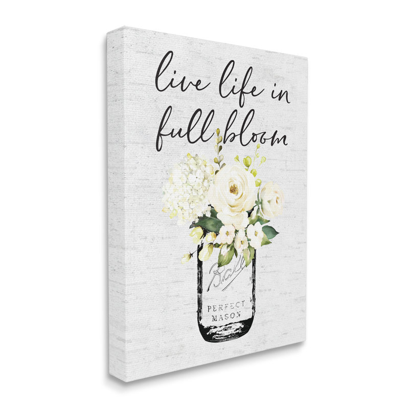 Bouquet de fleurs blanches Live Life, Toile tendue, H 48 po x l 36 po