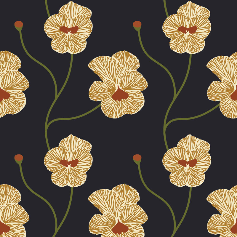 Flourish Wallpaper, Saffron Night, Self-Adhesive