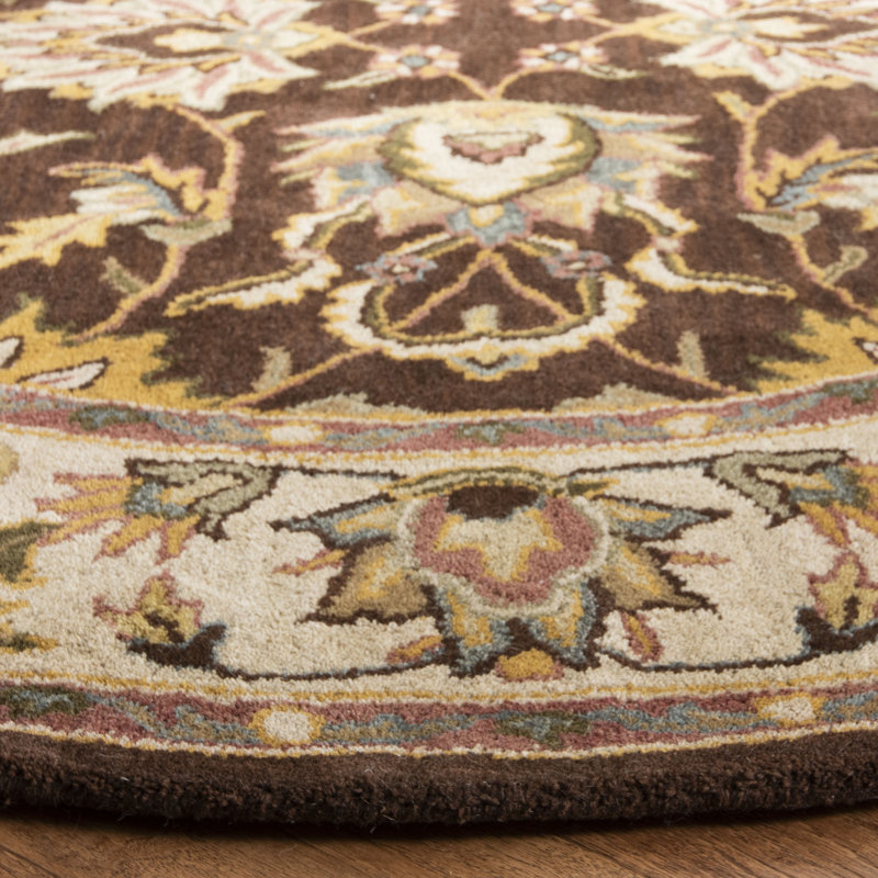 Cranmore Hand Tufted Wool/Cotton/Latex Oriental Rug in Brown/Ivory, Round 8'