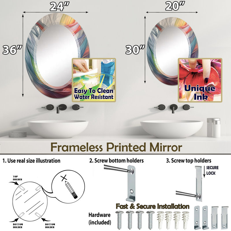 Miroir mural Cudjoe, 30 po x 20 po