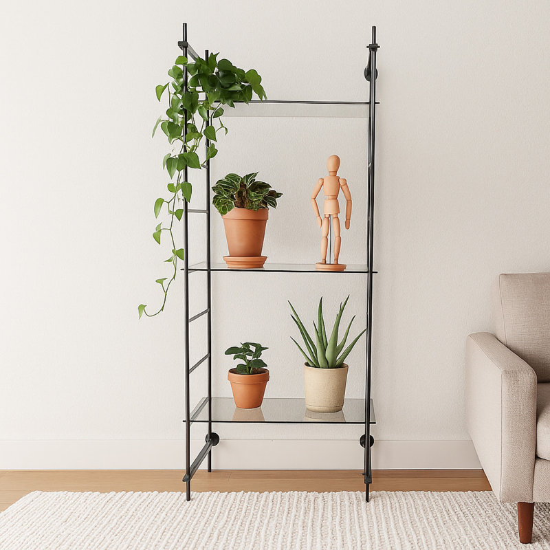 Présentoir à plantes, 87 pouces, 3 tablettes en métal noir