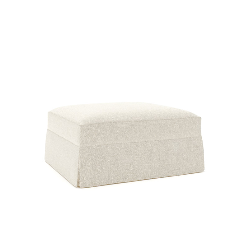 Lucia Upholstered Ottoman, Davis Pearl Bouclé Performance
