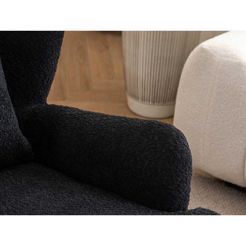 Fauteuil rembourré pivotant avec repose-pieds, Ours en peluche noir