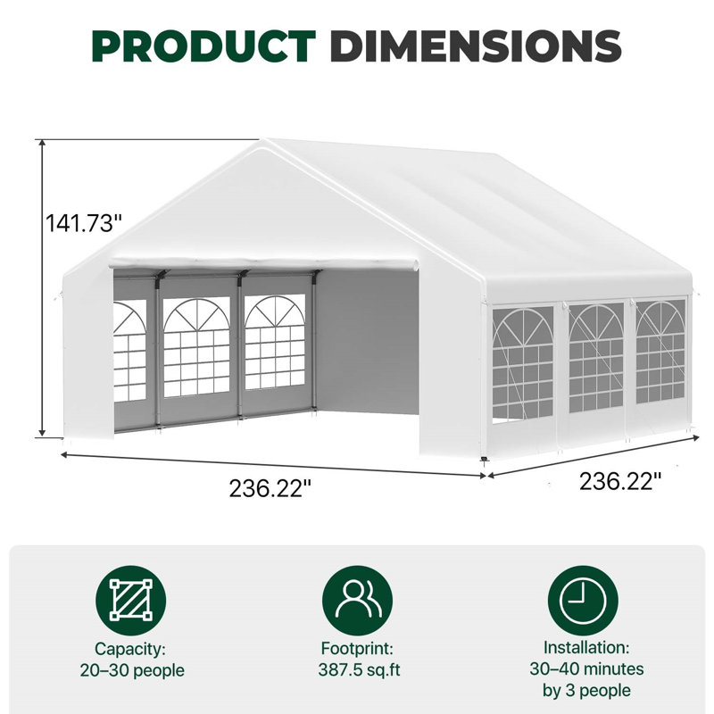 Tente de réception d'extérieur 20 'x 20' avec parois latérales amovibles