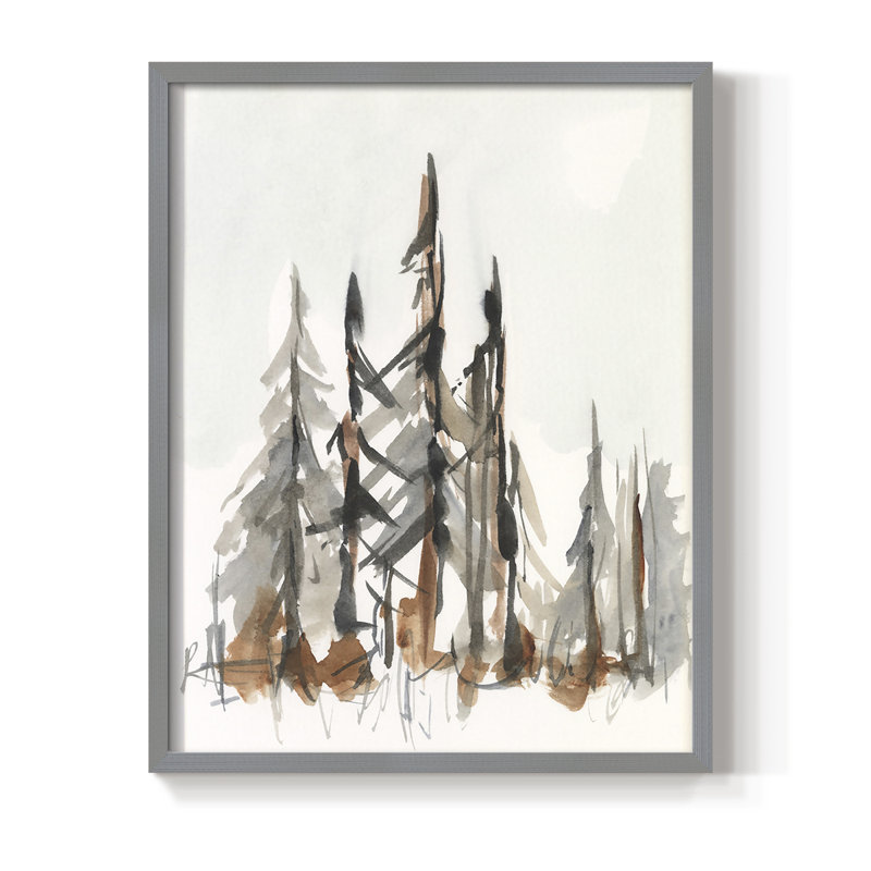 Rustic Evergreen II, reproduction encadrée - bois massif, H 10 po x l 8 po, Gris