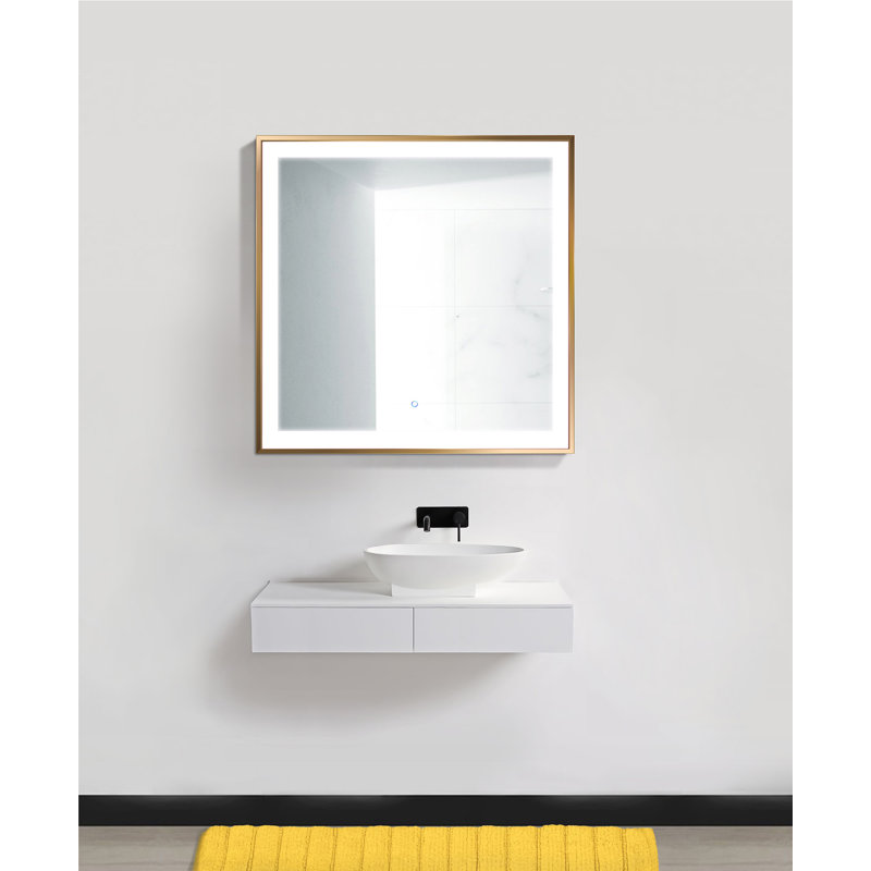 Ednaoverdorf Flat Wall Mirror, Gold, 36" x 36"