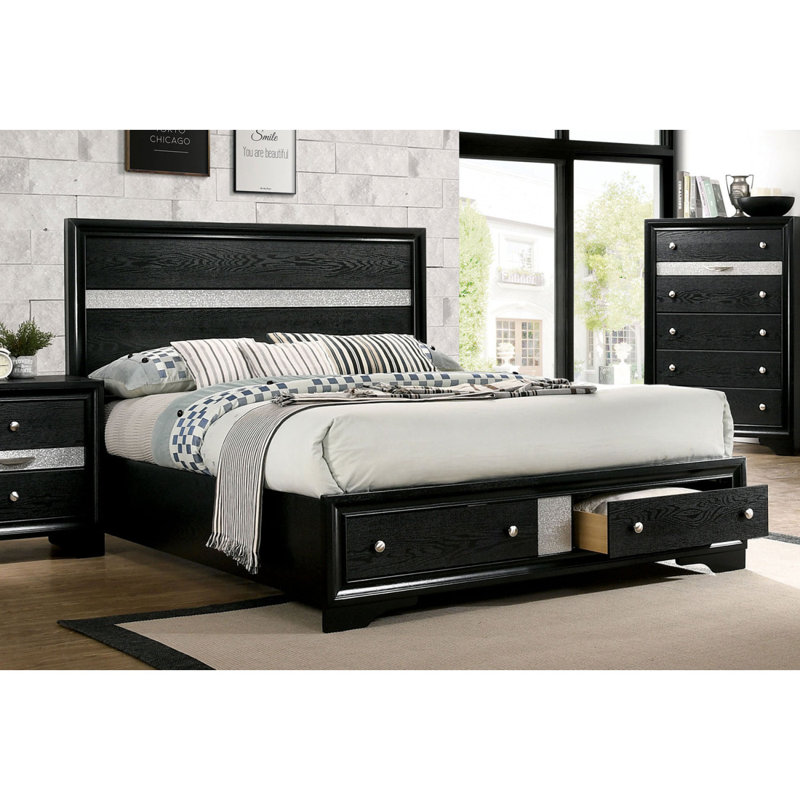 1pc lit grand contemporain noir 1pc