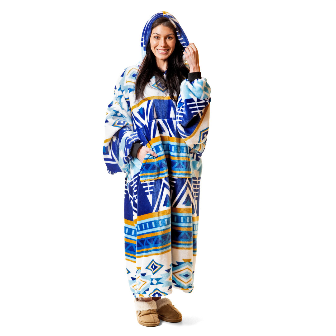Premium Wearable Hooded Blanket Hoodie w/Pocket & Sleeves, Aztec Open Sky Carstens Inc.
