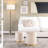Quilted Ottoman Set In Gold Metal And Cream Velvet