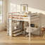 Lit mezzanine en bois massif avec garde-robe, bureau et tiroirs de rangement pleine grandeur Ellington