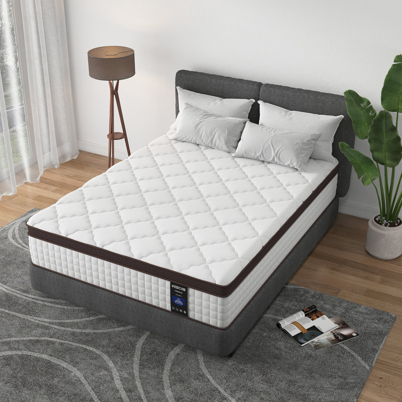Serweet Hybrid Mattress – Medium Firm with Bamboo Charcoal Memory Foam & Zoned Coils, 10"–14", King, 14"