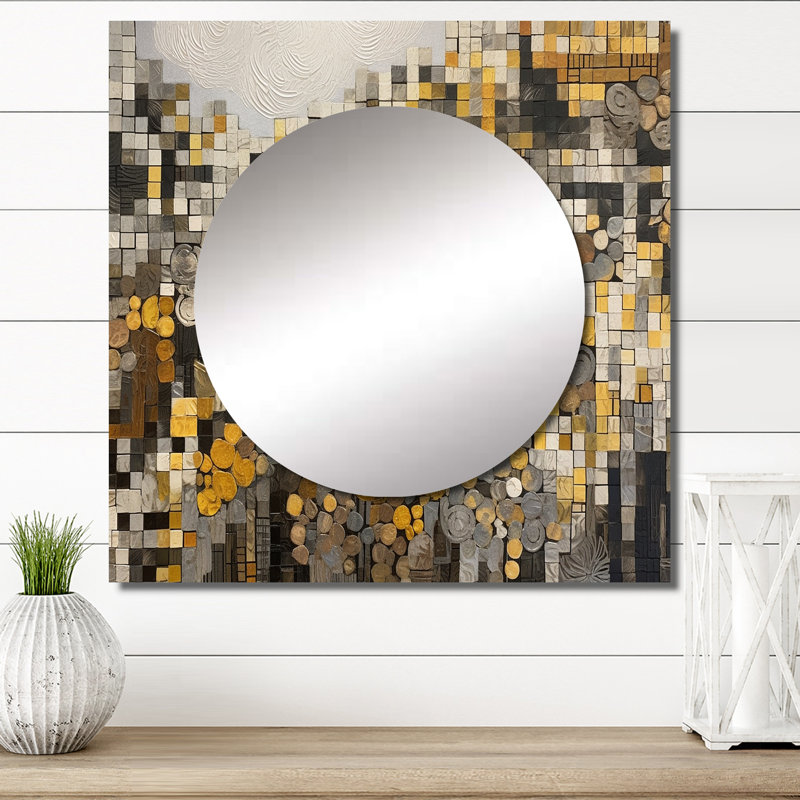 Dekklan - Grand miroir carré en mosaïque Boho pour décoration murale, 23 po x 23 po