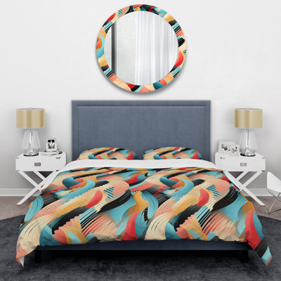 Colorful Boho Spirit Striped Pattern Abstract Duvet Cover