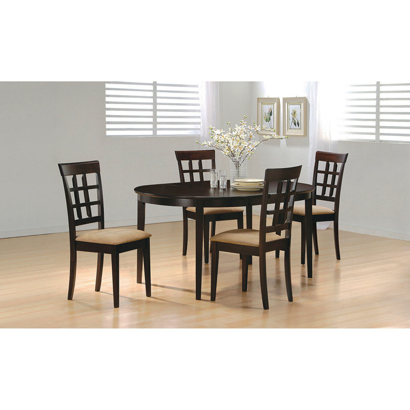 Missell Cappuccino And Beige 5-Piece Dining Set, 5 Pieces: Table, 4 Chairs