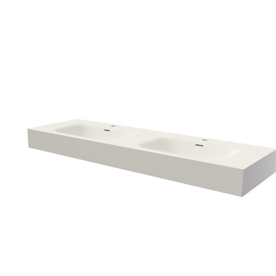 Lavabo de salle de bain en résine solide à surface solide en pierre pour agencement de salle de bain blanc mat, profondeur 59,79 po, largeur 18,39 po, hauteur 4,98 po, 59,2 lb, s'adaptant à différents designs, résistance aux dommages de haute qualité,