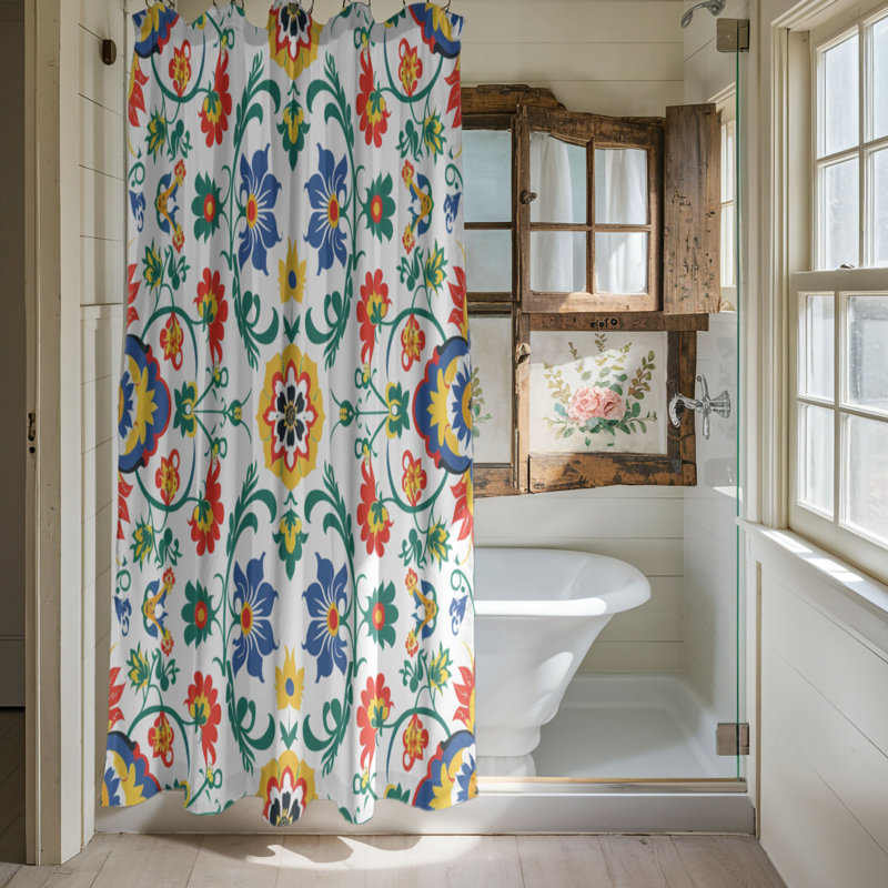 Folk Craft - Premium Shower Curtain, 74"H x 71"W