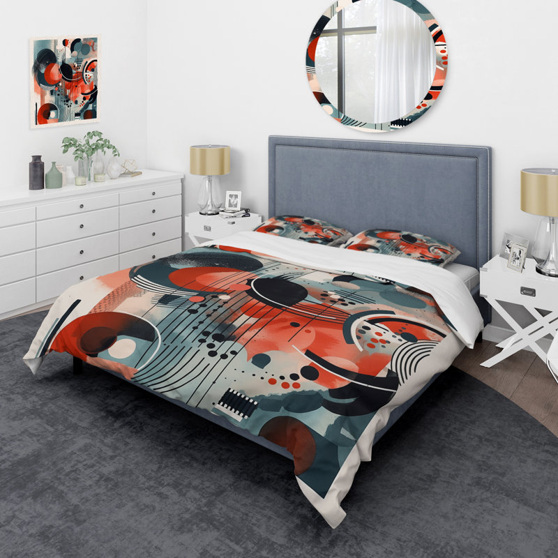 Ensemble de housse de couette en microfibre / polyester rouge et noir Minamlism Intimacy II