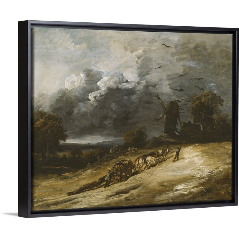 «The Storm, 1814-30» par Georges Michel - reproduction d'art sur toile, H 18 po x l 22 po x P 1,75 po, Cadre noir