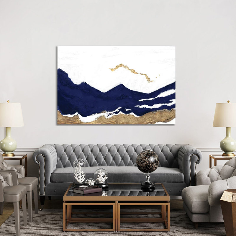 Navy And Gold Tierra II by Patricia Pinto - Wrapped Canvas Painting, 152.5 cm H x 101.5 cm W
