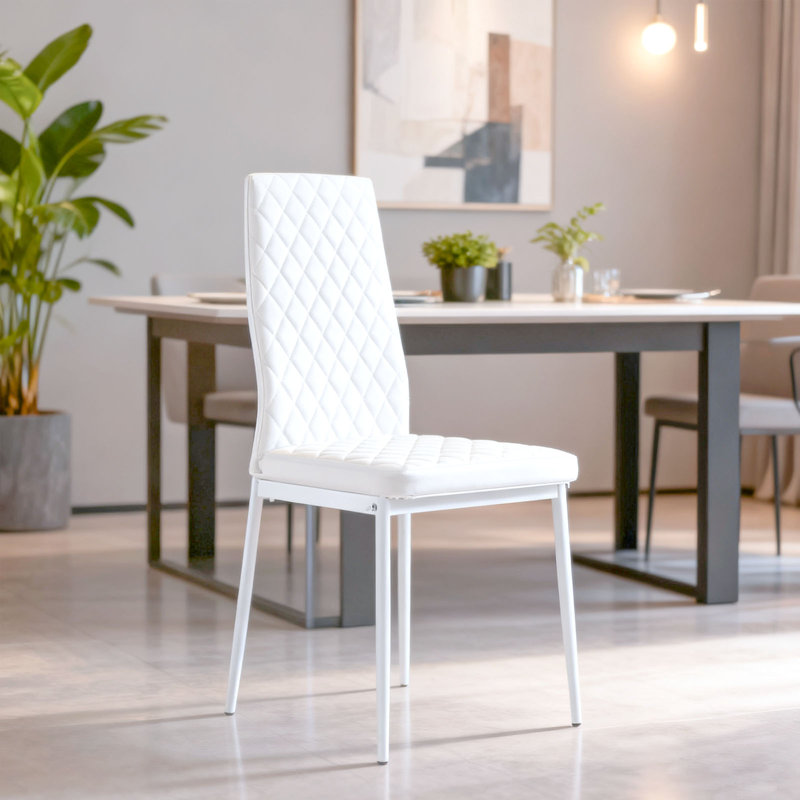 Ensemble de chaises rembourrées en cuir d'unité centrale Modern (6 paquets) blanc