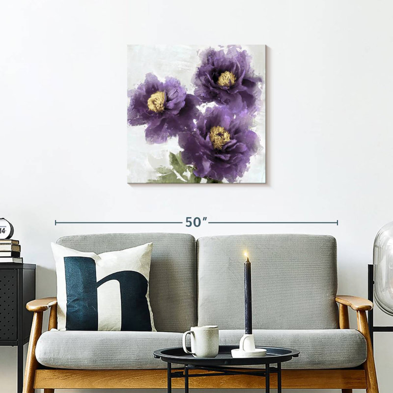 Harnek mauve en fleurs I, H 24 po x l 24 po