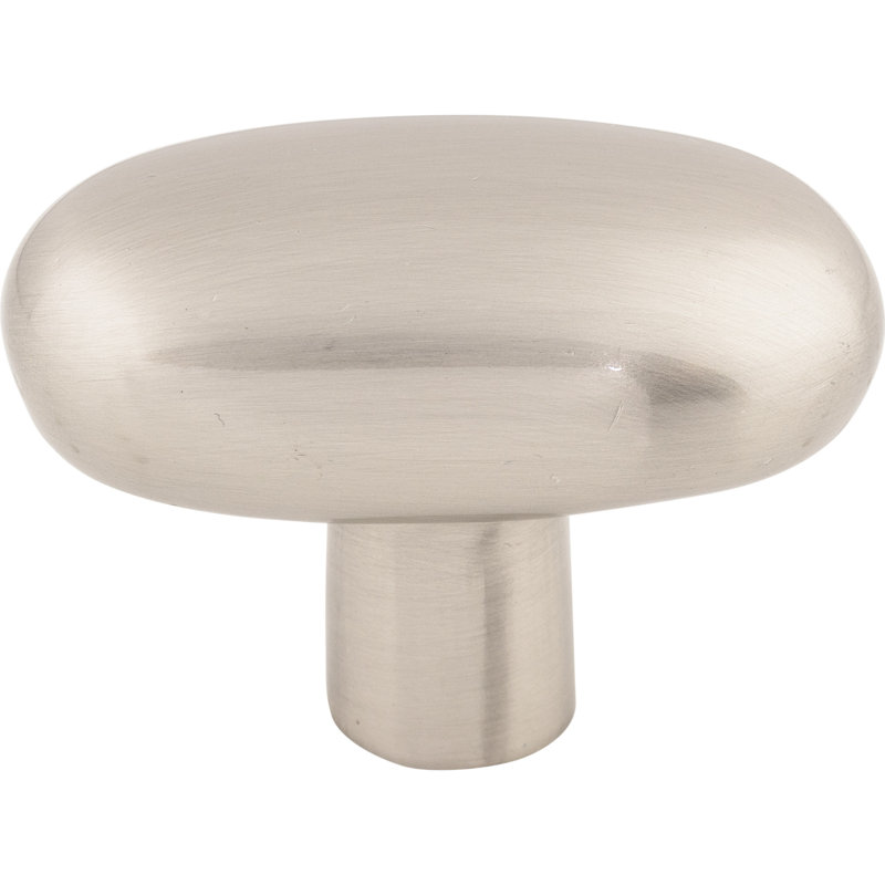 Aspen Oval Knob, 2" Length, Brushed Satin Nickel